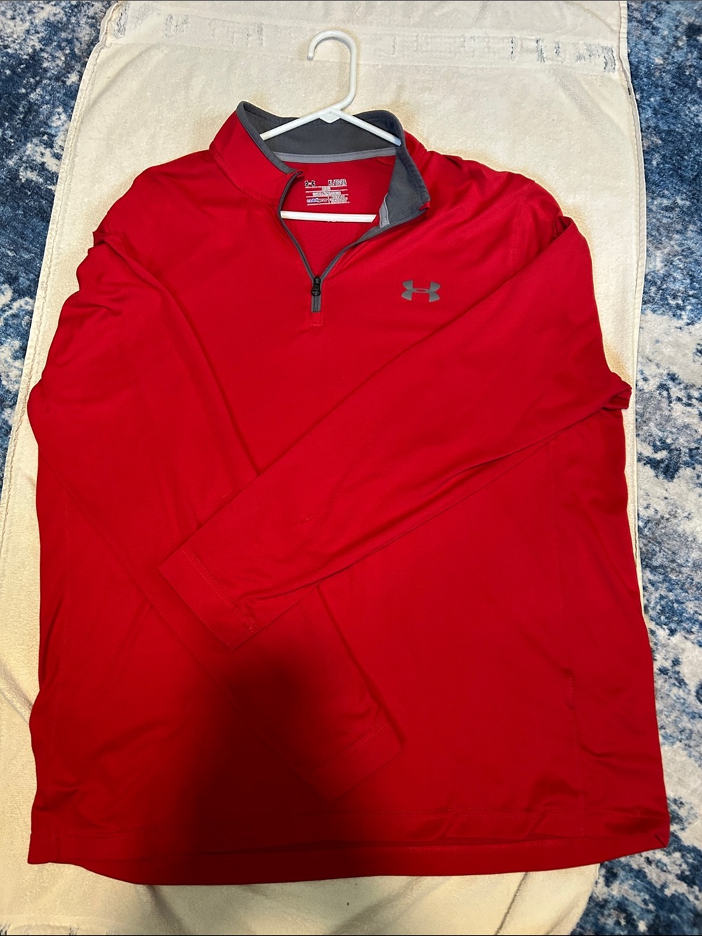 Under Armour Men's Red Quarter-Zip Performance Top with Gray Trim